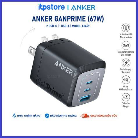 Củ Sạc Nhanh Siêu Nhỏ Anker Prime 67W GaN (3 Cổng)